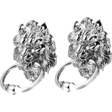 de porte tête de lion en alliage de zinc argenté poignée de