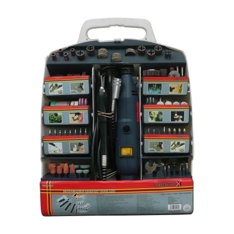 Miniutensile rotativo/Minitrapano 135W tipo Mini Drill con 217 accessori + albero flessibile in valigetta