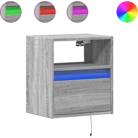 Maison Exclusive - Wand-Nachttische mit LED-Leuchten 2 Stk. Grau