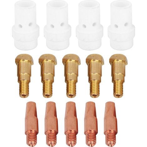 Kit de 14 pièces comprenant une buse de contact et un porte-buse de distributeur de gaz pour torche de soudage MIG Binzel 36KD 0,8 mm (1/5)