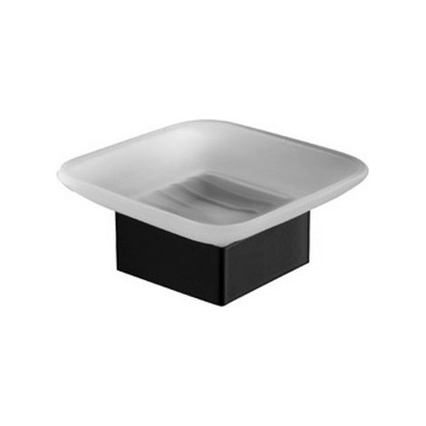 Portasapone quadrato vetro e acciaio inox nero opaco  CLODE-N kamalu