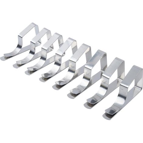 CCYKXA Lot de 8 pinces à nappe en acier inoxydable pour fêtes en plein air, pique-niques, mariages et utilisation à la maison - Supports sûrs, résistants à la rouille et légers (1/5)