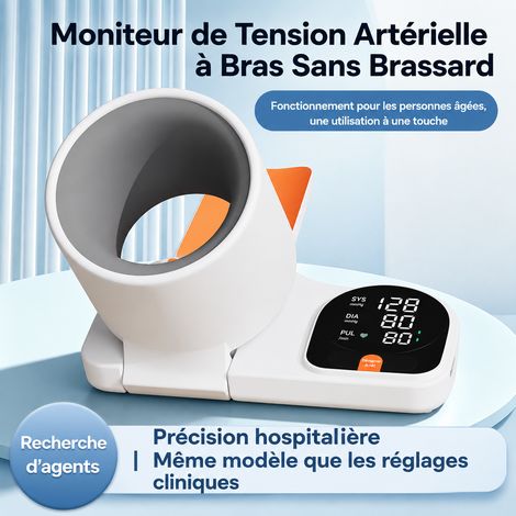 Tensiomètre électronique à bras automatique, écran LED et diffusion vocale, version anglaise orange à batterie lithium, 25 × 25 × 20 cm, 1,5 kg – Livraison gratuite (1/5)