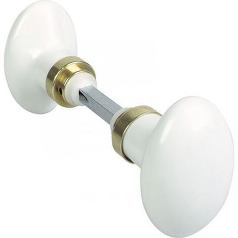 Lot de 2 boutons de porte en porcelaine de Limoges – Finition laiton – Accessoire de montage carré – Fabrication française (1/3)