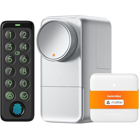 Lock Pro WiFi avec Clavier Tactile, Serrure Électronique Bluetooth, Étanchéité IP65, S'adapte à Votre Cylindre Existant (Lock Pro+Keypad Touch+Hub Mini Matter Enabled) (1/5)