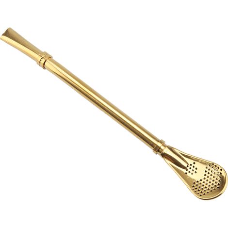 Edelstahl-Strohhalmlöffel, wiederverwendbar und abwaschbar, goldfarben (1/3)
