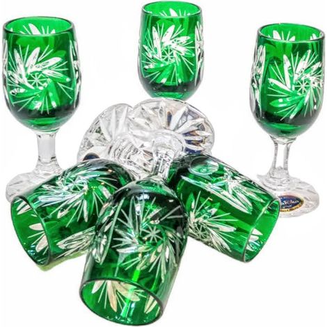Copas de vodka de cristal esmeralda de 25 ml (1/5)