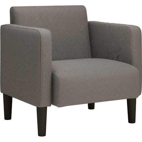 Fauteuil gris clair, hauteur 54 cm, tissu velours côtelé. (1/5)