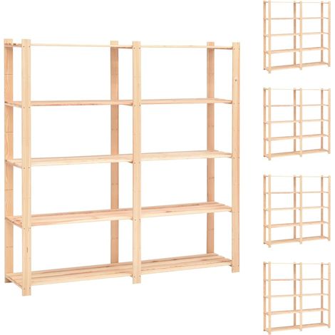 Lot de 5 Étagères de rangement à 5 niveaux Étagère Charge Lourde - Étagère de stockage 170x38x170 cm Pin 500 kg BV459723 - BonneVie (1/5)