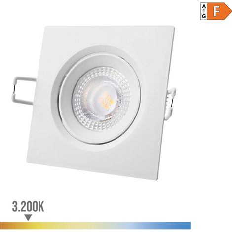 DOWNLIGHT LED EMPOTRABLE CUADRADO 5W 3200K LUZ CALIDA COLOR BLANCO 9x9cm EDM (1/3)
