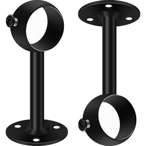 Supporto per asta per tende da soffitto, porta asta per tende, 32 mm, in metallo nero, adatto per montaggio a soffitto o a parete. (1/5)