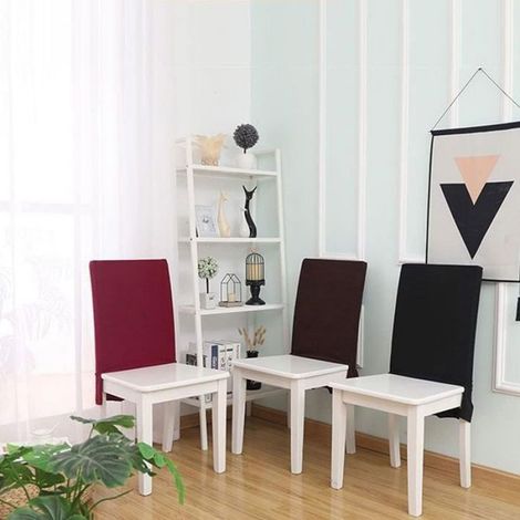 Housse De Dossier De Chaise - Jacquard Élastique - Avec Jupe - Amovible Et Lavable En Machine - Taille Universelle - Lot De 6