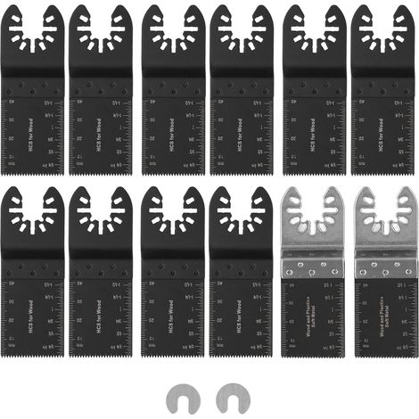 GARRYFIZH Jeu de 14 lames de scie oscillantes, 34 mm, acier à haute teneur en carbone, ensemble d'outils polyvalents pour le bois et le plastique