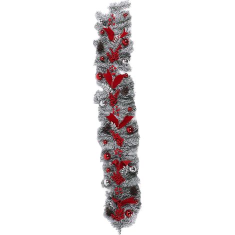 Guirlande de Noël floquée, guirlande de Noël innovante et raffinée, pendentif en rotin, décoration intérieure et extérieure pour les fêtes de Noël, 1,5 m / 4,9 pi (1/5)