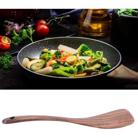 Spatule en bois, pelle à poêle antiadhésive à long manche, accessoires de cuisine (1/5)