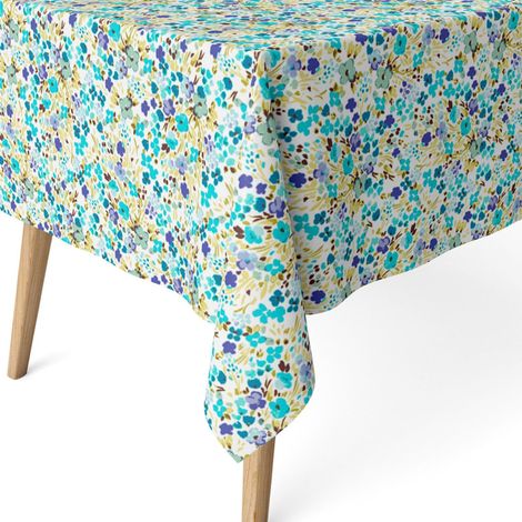 Nappe Anti-Taches enduite Coton rectangulaire 100x140 Olena Bleu (1/5)