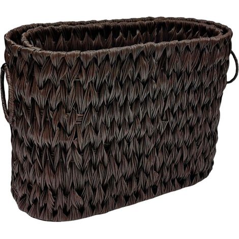 Cesta de almacenamiento tejida, cesta de mimbre impermeable con asas, cesta organizadora tejida, cesta de despensa, cesta de almacenamiento