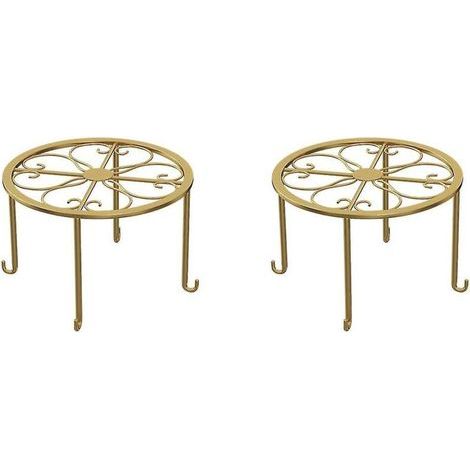 pair Support de pot de fleurs en fer au sol pour plantes de jardin, balcon, support rond, décoration d'intérieur