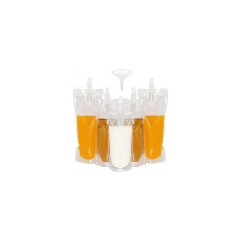 50 Getränkebeutel, transparente Behälter für Smoothie-Beutel, robust und auslaufsicher mit manuellem Verschluss, für gefrorene Saftflaschen, Kunststofftrichter (250 ml) (1/5)