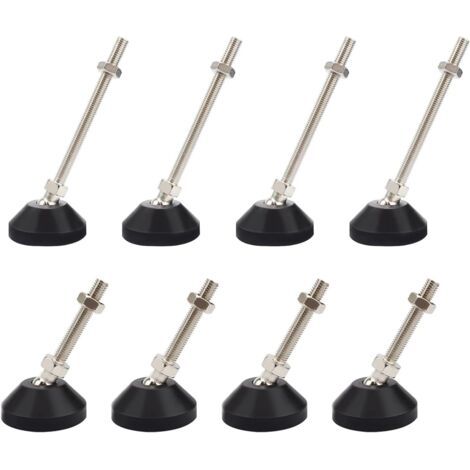 8 Pièce Pied de Table Reglables, Mise à Niveau Portante, Pieds Meuble Cuisine, Acier au Carbone, Artisanat Galvanisé, Pied de Meuble avec Base Antidérapante (1/5)