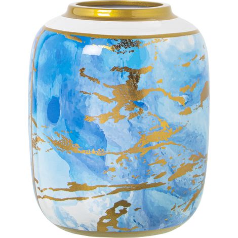 Vase Céramique Blanc/Bleu/Or °17X21 Cm (1/2)
