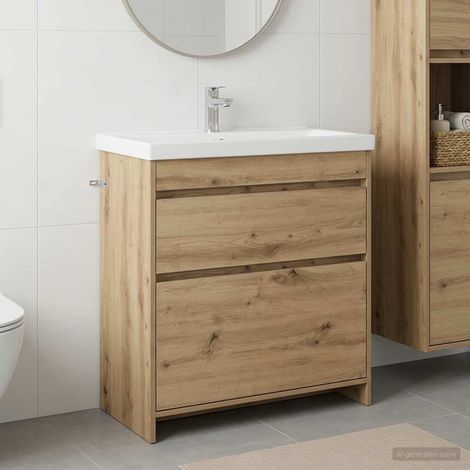 Gabinete de baño debajo del lavabo Roble Artesanal