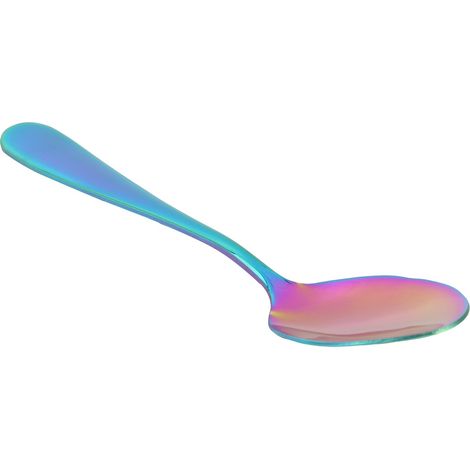 Cuillère à thé en acier inoxydable, ustensile de cuisine durable, idéale pour la maison, le restaurant et les fêtes. Colorée. (1/5)