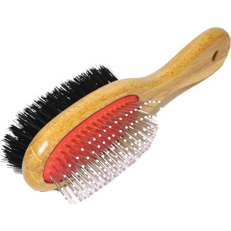 Brosse peigne double face en acajou, adaptée aux chats et aux chiens (1/3)