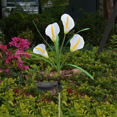 Farol solar LED, luz decorativa para jardín con 4 cabezales solares, en forma de herradura, blanco. (1/2)