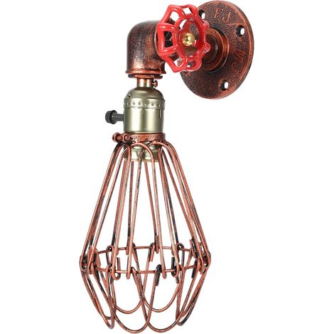 Applique Murale En Fer - Design Creux Rétrô - Prise E27/E26 - Tension AC 90-250 V - Couleur Bronze Rouge - 1 Pièce (1/5)