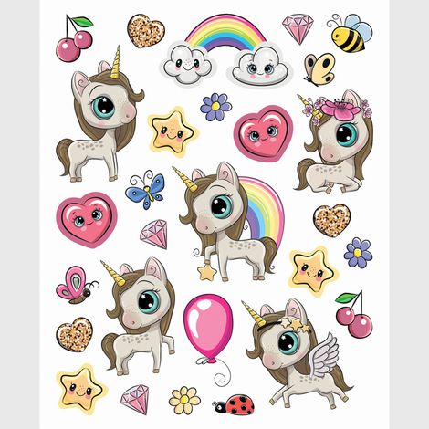 Sticker - Licorne magique mignonne - 14x20 cm