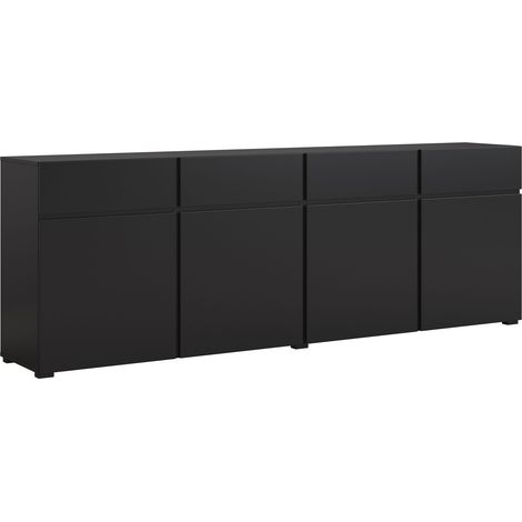Cómoda Alfere 100, Negro, Con cajones y puertas, Número de cajones: 4, 78x225x40cm