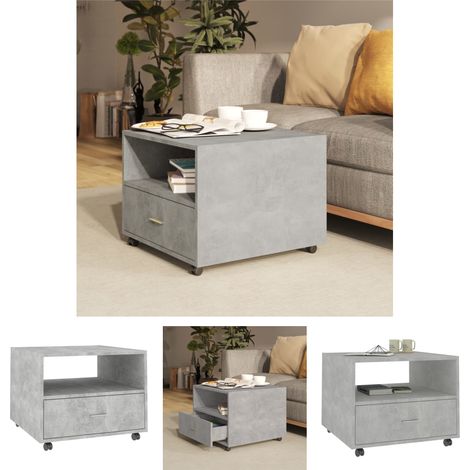 Couchtisch mit Fach - vidaXL Couchtisch Betongrau 55x55x40 cm Holzwerkstoff - Holzwerkstoff Couchtisch (1/5)