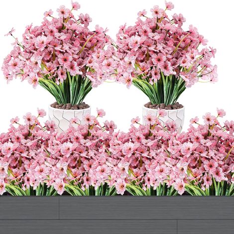 Fausses Fleurs Résistantes aux UV Verdure Arbustes Plantes en Plastique Intérieur Extérieur Jardinière Suspendus Accueil Décorative Plante pour Maison Jardin Rose (1/5)