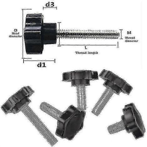 25-26 5/10 pièces Boulons de serrage filetés de forme spéciale, poignées en bakélite, vis de fixation de bouton, acier pour équipement industriel M5 M6 M8 M6x50 5 pièces (1/4)