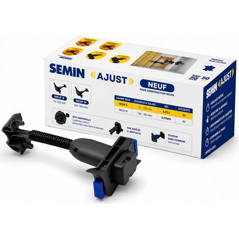 SEMIN AJUST NEUF S – Appui Intermédiaire Réglable 75-120 mm – Isolation Murs Intérieurs – Fourrures F45/F47 – Éco-Conçu – Boite de 50 (1/5)