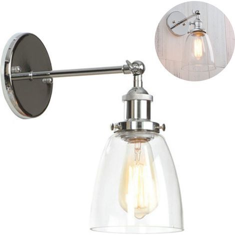 Vintage-Wandleuchte, klarer Glasschirm, Innenbeleuchtung für Badezimmer, Schlafzimmer, Garage, Veranda, Café oder Club. (1/5)