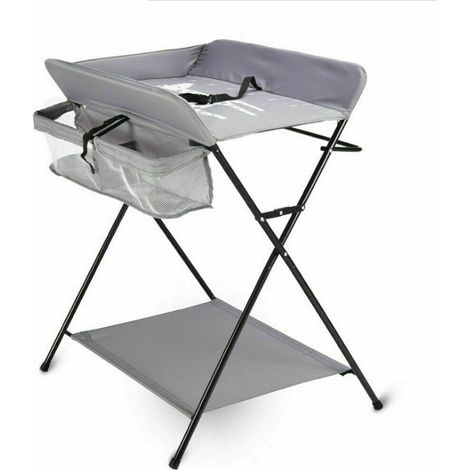 Mobile Wickeltisch Höhenverstellbar 3 Fächer 25kg Wickelkommode Klappwickeltisch Mit Stauraum(Dunkelgrau ohne Räder) (1/5)