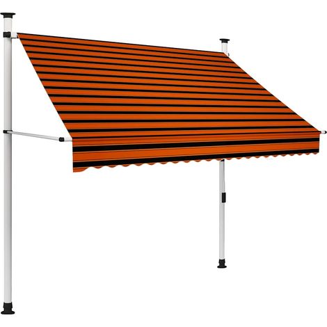 Store banne rétractable, à commande manuelle, 200 cm, orange et marron
