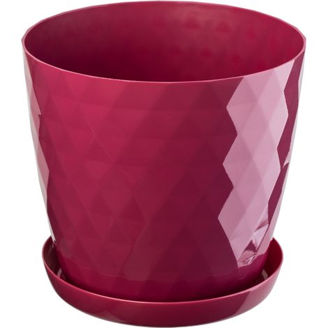 KADAX Maceta de plástico con platillo integrado, maceta para decoración floral moderna en interiores (20 cm, rosa)