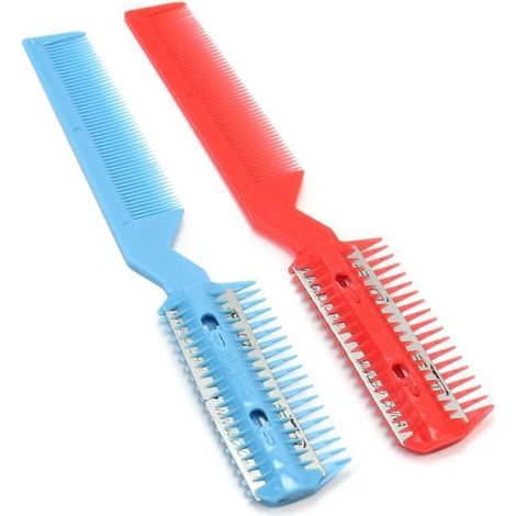 2x Rasoir Peigne Coupe à Cheveux Effileur Avec Lame Tondeuse Coiffure Poils-Ywey (1/5)