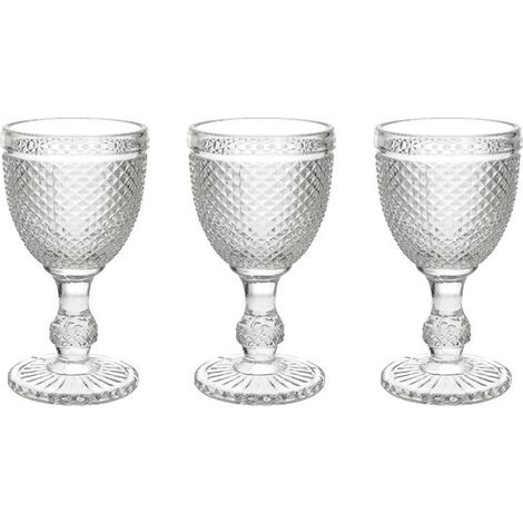 Set 3 transparente Kelche cc 280 Diamante transparentes Glas