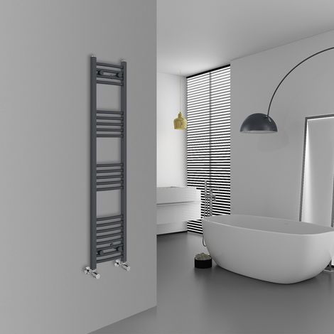 WarmeHaus Curved Anthracite Bathroom Ladder Radiator 1400x300mm (1/5)