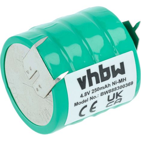 vhbw NiMH replacement button cell battery tab (250 mAh, 4.8 V, NiMH)