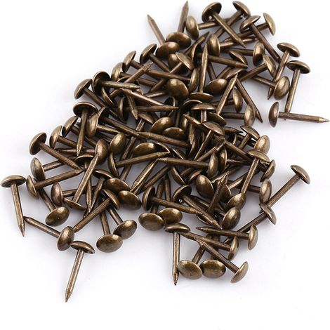 Lot de 100 clous décoratifs vintage en métal bronze pour meubles, canapés, chaussures et portes. (1/5)