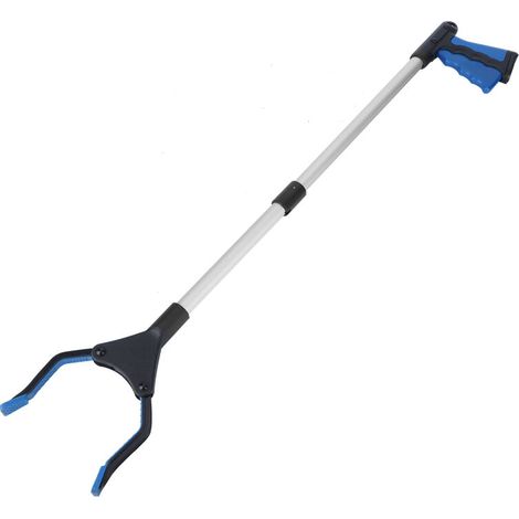 Raccogli-rifiuti pieghevoli multifunzionali, strumenti per la raccolta, prodotti per la pulizia igienica, manico blu, tubo argentato -Crezuo