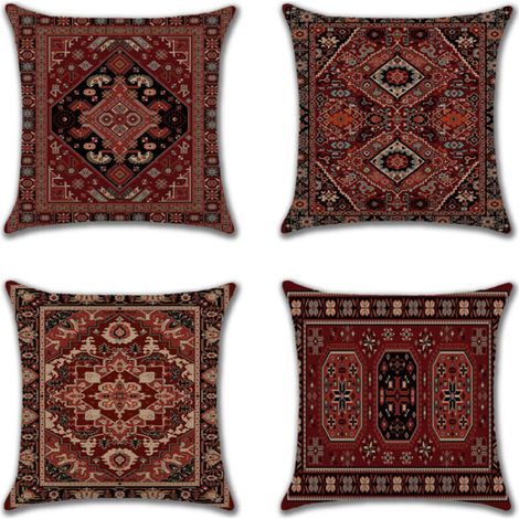 Persische geometrische Dekokissenbezüge, 4er-Set, orientalisches Ikat-Muster, 45,7 x 45,7 cm