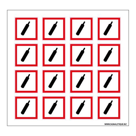Planche de Pictogrammes MATIERES GAZEUSES SOUS PRESSION (SGH04PL) - Planche de 4 adhésifs - 75 x 75 mm