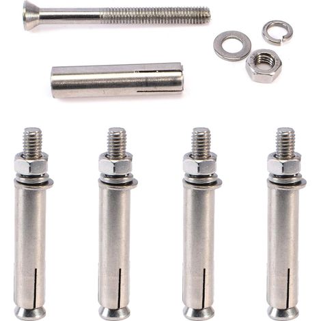 Boulons d'expansion hexagonaux en acier inoxydable, ancrages de fixation robustes pour béton, pour la construction de murs, 6 pièces (M8 x 70 mm)