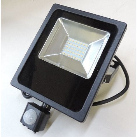 Projecteur exterieur LED 20W noir 184x154x47mm SMD blanc naturel 4000K 1870lm 230V à detection HF 120° IK08 IP65 ULTRA mince AC (1/2)